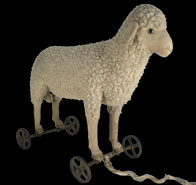 steiff velvet dachshund on wheels