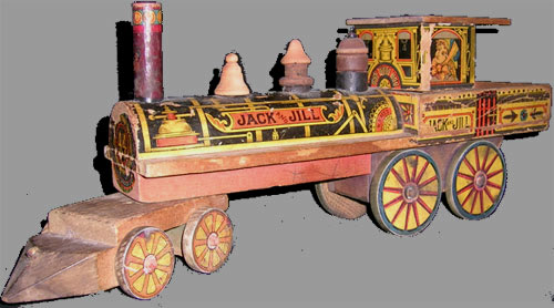 paper on wood antique toy train